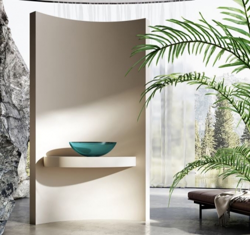 Раковина накладная прозрачная ABBER Kristall Aquamarin бирюзовая