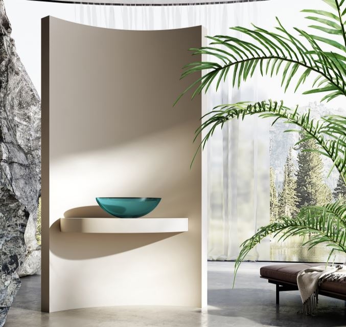 Раковина накладная прозрачная ABBER Kristall Aquamarin бирюзовая