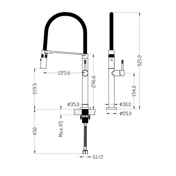 Смеситель для кухни Boheme Uno BLACK черный