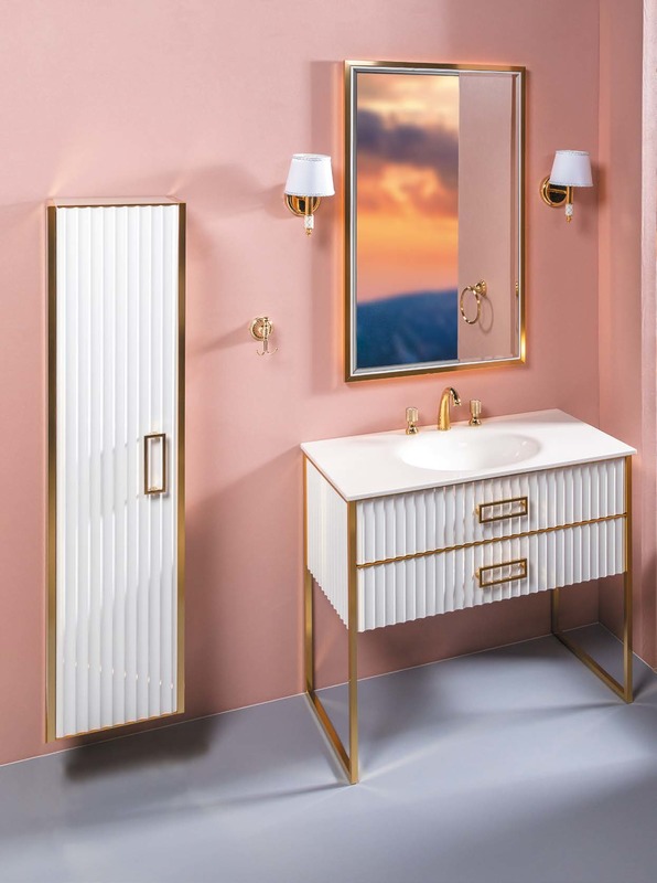 Мебель для ванной Armadi Art Monaco 100 под моноблок белая с золотом