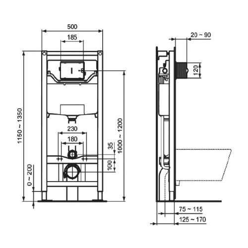 Инсталляция Ideal Standard с унитазом Ideal Standard ESEDRA AquaBlade