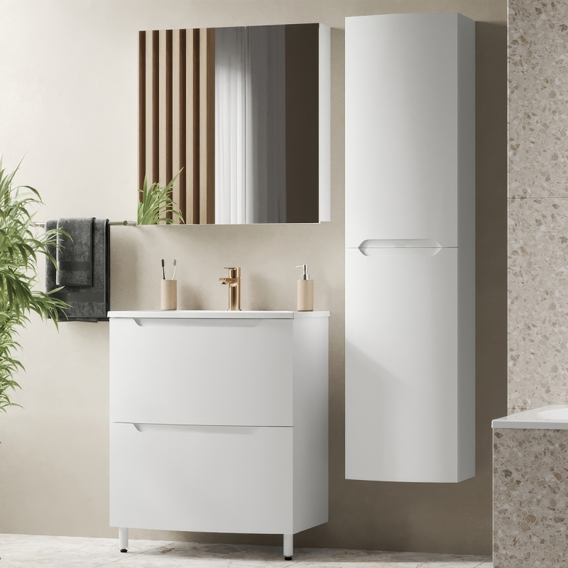 ТУМБА ГАННОВЕР НАПОЛЬНАЯ 70-02 с умывальником, БЕЛЫЙ ГЛЯНЦЕВЫЙ