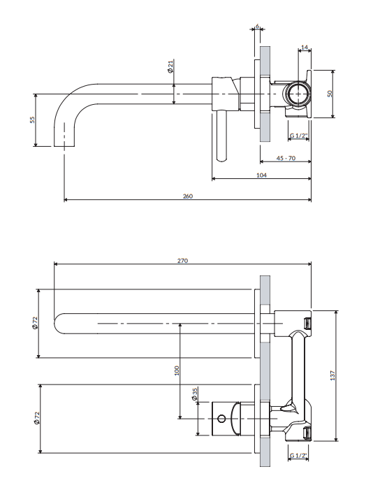 Смеситель для умывальника Omnires Y золото брашированное, длина излива 21,5 см