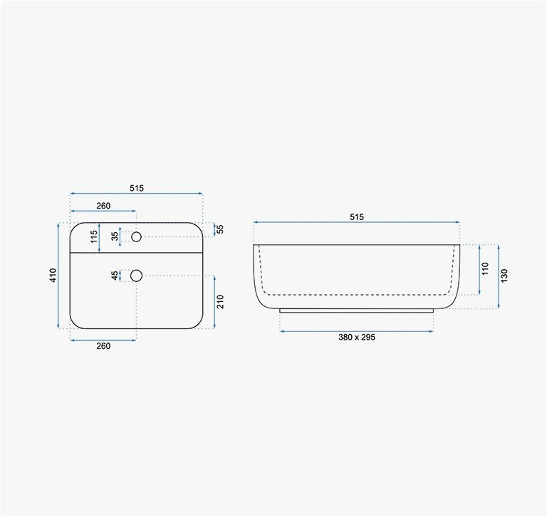 Умывальник Rea Martina 51.5*41*13 белый
