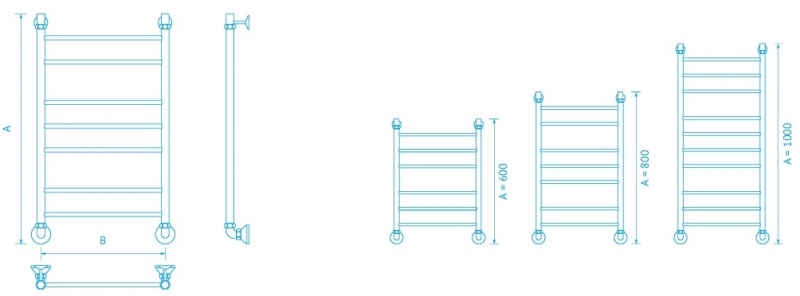 Полотенцесушитель Маргроид Вид 10 80x50 водяной, нижнее, белый матовый