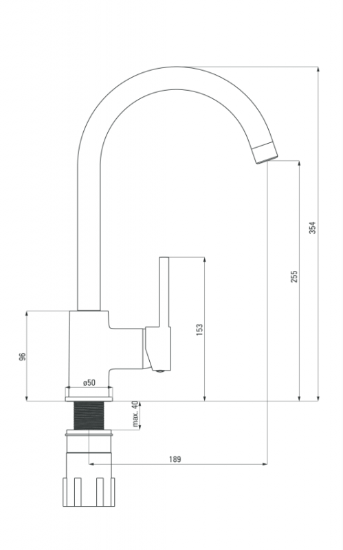 Смеситель для кухни с изливом U Deante Milin, черный