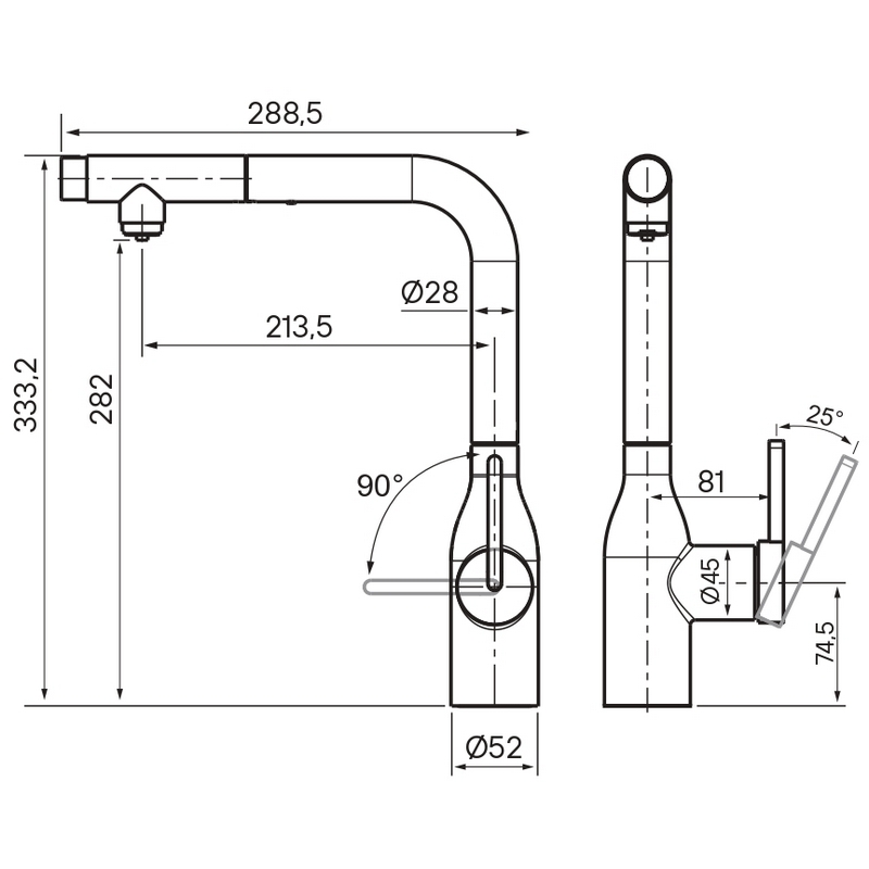 Смеситель PAULMARK VIPER , (стальной/нержавеющая сталь)