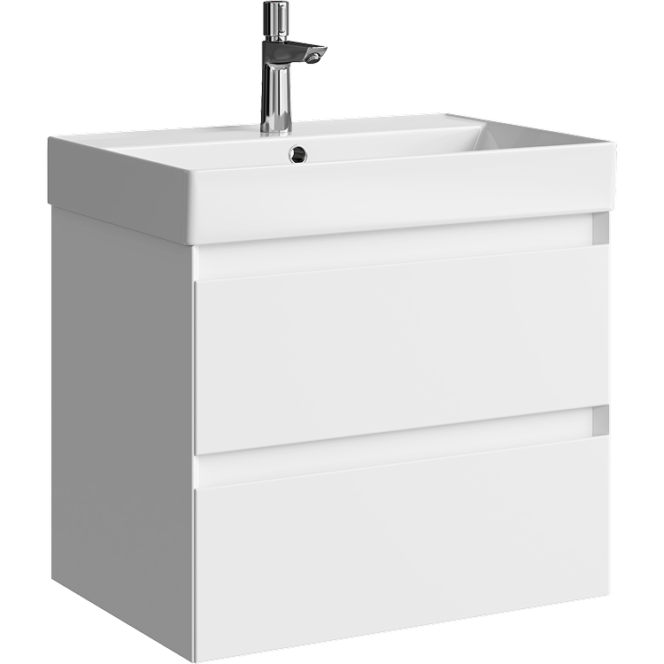 AQWELLA Geometria подвесная тумба с умывальником в комплекте 65,5 см, цвет белый матовый