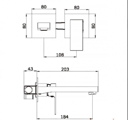 Смеситель скрытого монтажа для умывальника Vieir  графит