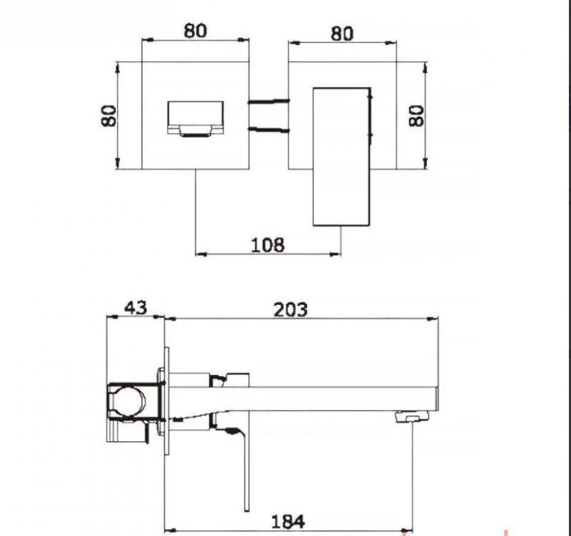 Смеситель скрытого монтажа для умывальника Vieir  графит