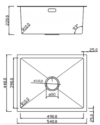 Кухонная мойка Roxen Uno  под столешницу с ролл-матом и дозатором