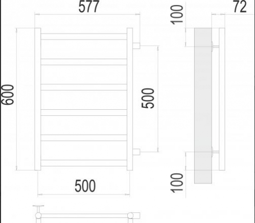 Полотенцесушитель Terminus «Аврора» П6 500х600 бп500 в цвете RAL