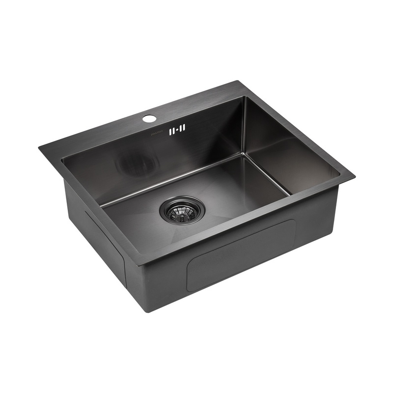 Кухонная мойка PAULMARK KRONER 59  (черный/вороненая сталь)