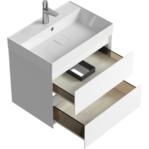 AQWELLA Geometria подвесная тумба с умывальником в комплекте, цвет белый матовый