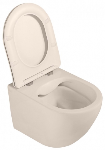Унитаз ABBER Bequem  подвесной светло-бежевый матовый, безободковый-01