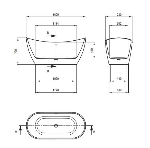 Акриловая ванна,DEANTE ARNIKA отдельностоящая, овальная, 160*72