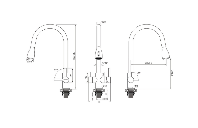 Смеситель PAULMARK LANGE (золото/светлое брашированное золото)
