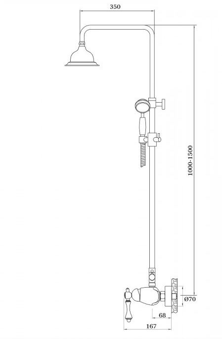 Душевая стойка Ganzer, бронза 
