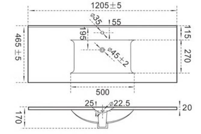Умывальник CeramaLux 120*46