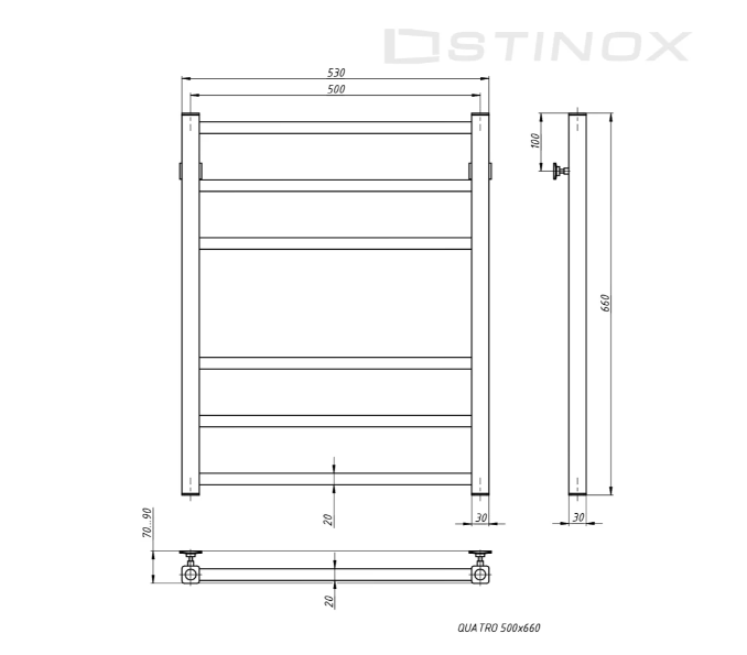 Полотенцесушитель водяной Stinox Quatro хром