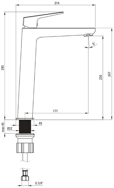 Смеситель для умывальника Deante Blur