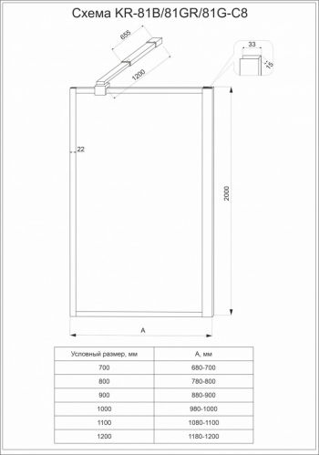 Душевая перегородка Veconi KR-81G золото брашированное