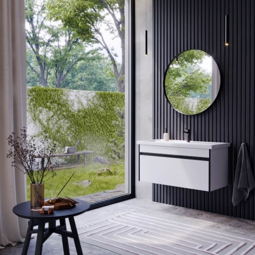 Urban подвесная тумба с умывальником, шириной 100 см, цвет белый