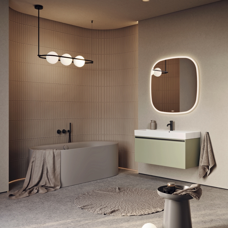 Aqwella Pure тумба с керамическим умывальником  81*47 см, цвет шалфей зеленый 