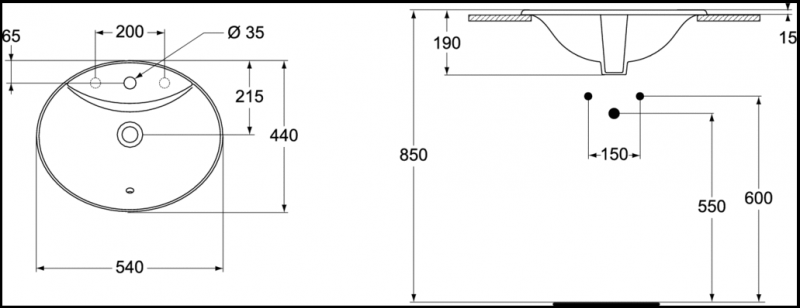 Раковина Ideal Standard Oceane встраиваемая, 54x44 см