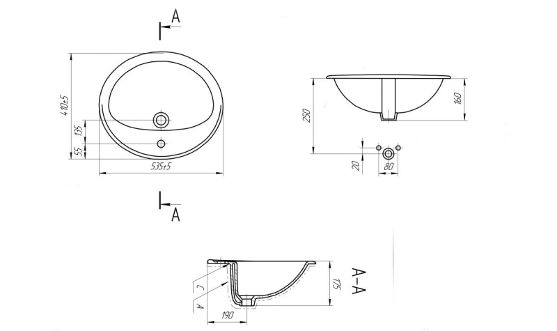 Умывальник Cersanit Calla 54 белый