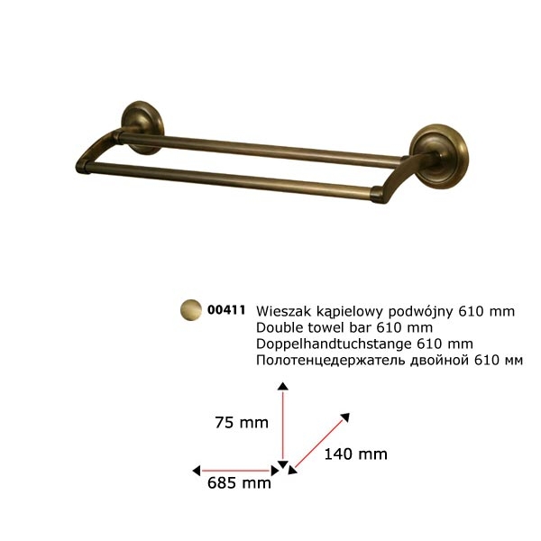 Bisk DECO ANTIQUE BRASS держатель полотенец двойной  БРОНЗА