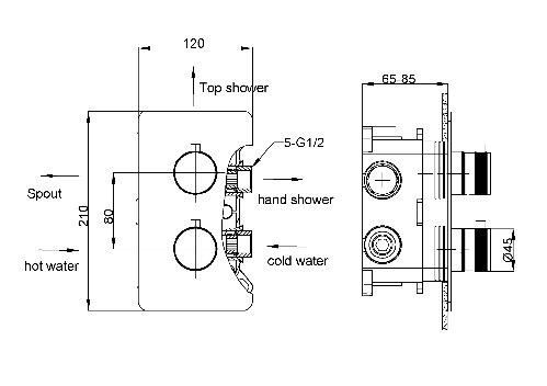Душевая система скрытого монтажа с термостатом BOHEMA, нержавеющая сталь