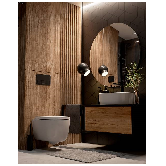 Унитаз подвесной AQUAme, смыв торнадо Invisible, с сиденьем, 49x36