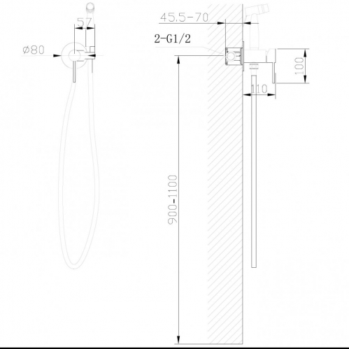 Смеситель ABBER Wasser Kreis  с гигиеническим душем, розовое золото