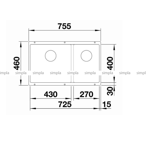 Мойка для кухни Blanco Subline 430/270-U 75.5x46, под столешницу, шампань