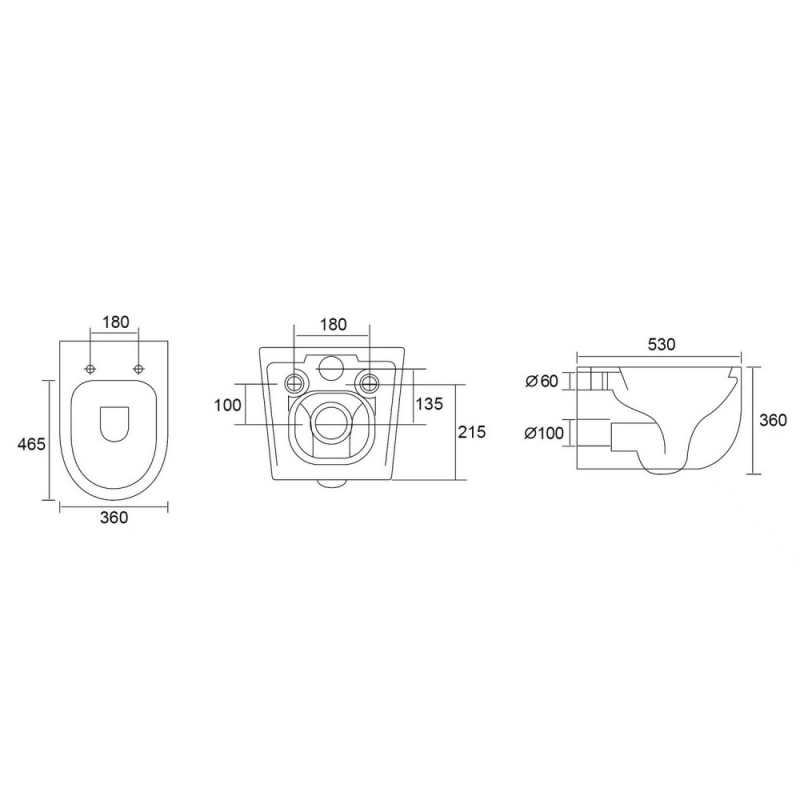 Унитаз ABBER Bequem подвесной белый, безободковый, смыв торнадо