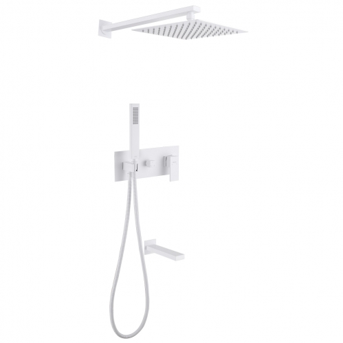 Душевая система ABBER Daheim скрытого монтажа с изливом, белая матовая