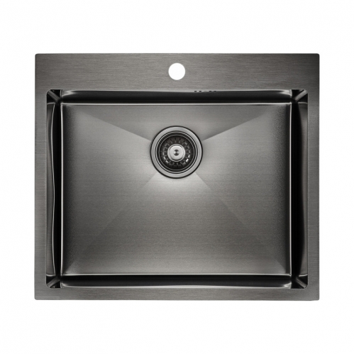 Кухонная мойка PAULMARK KRONER 59  (черный/вороненая сталь)