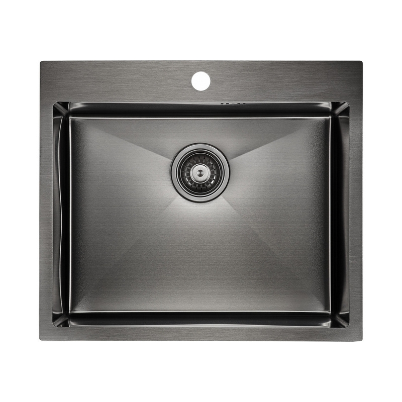 Кухонная мойка PAULMARK KRONER 59  (черный/вороненая сталь)