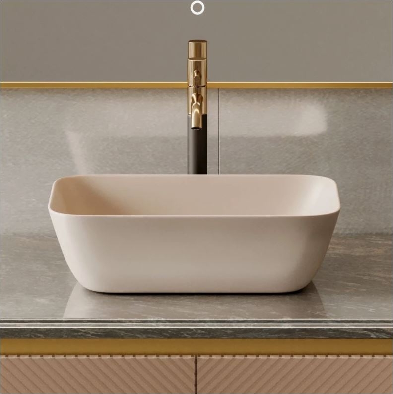 Раковина накладная ABBER Rechteck 50*39*14 светло-бежевая матовая