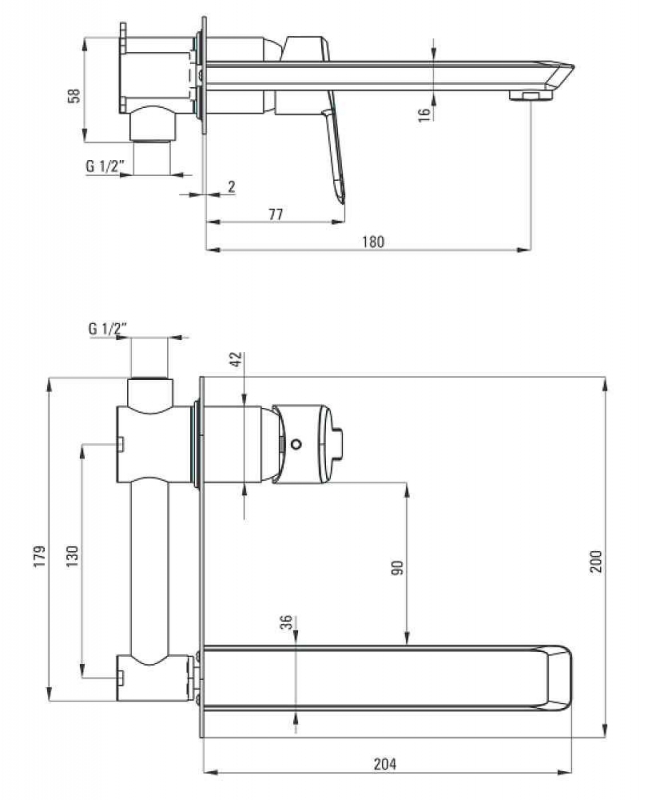 Смеситель для раковины скрытого монтажа DEANTE ARNIKA, черный