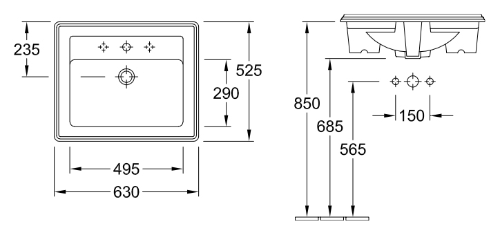 Раковина Villeroy&Boch Hommage, 52.5x63 см