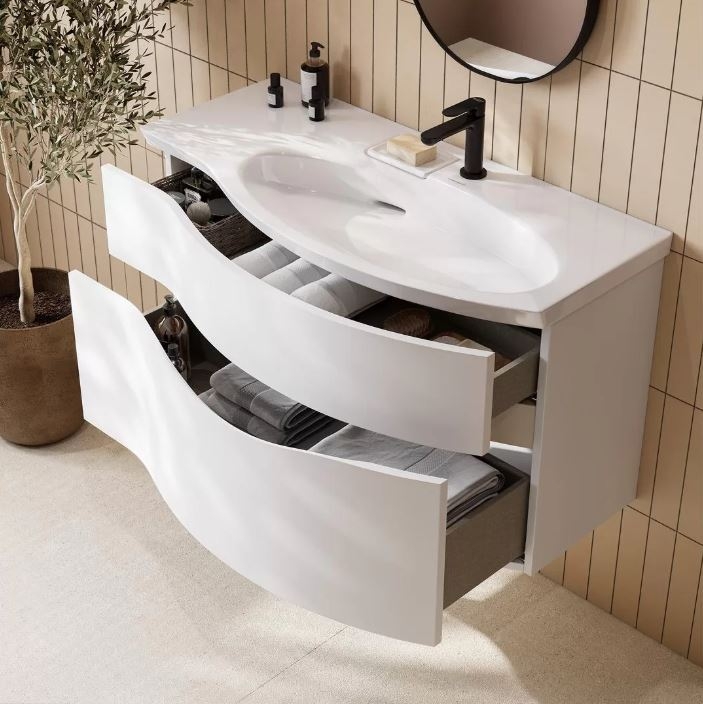 Тумба подвесная с умывальником Kerama Marazzi Riva 100*45 правая белая матовая 