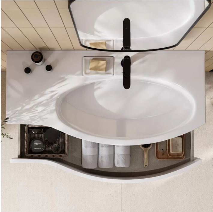 Тумба подвесная с умывальником Kerama Marazzi Riva 100*45 правая белая матовая 