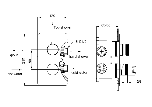 Душевая система скрытого монтажа с каскадным изливом Bohema Cell графит