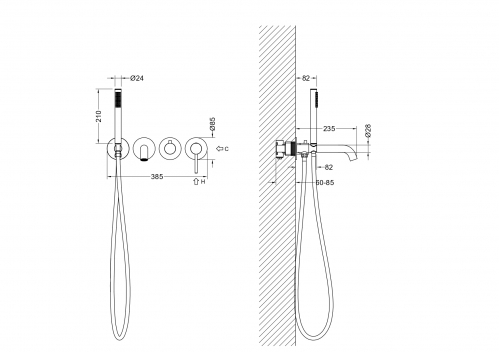 Смеситель для ванны скрытого монтажа Aquatek Европа шлифованное золото