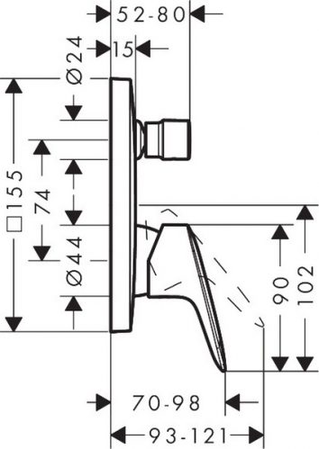 Смеситель для ванны скрытого монтажа Hansgrohe Logis, внешняя часть, хром