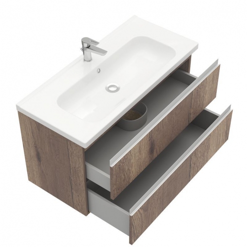 Тумба подвесная Electra 100 c умывальником  Creavit Ideal 100, дуб Рока