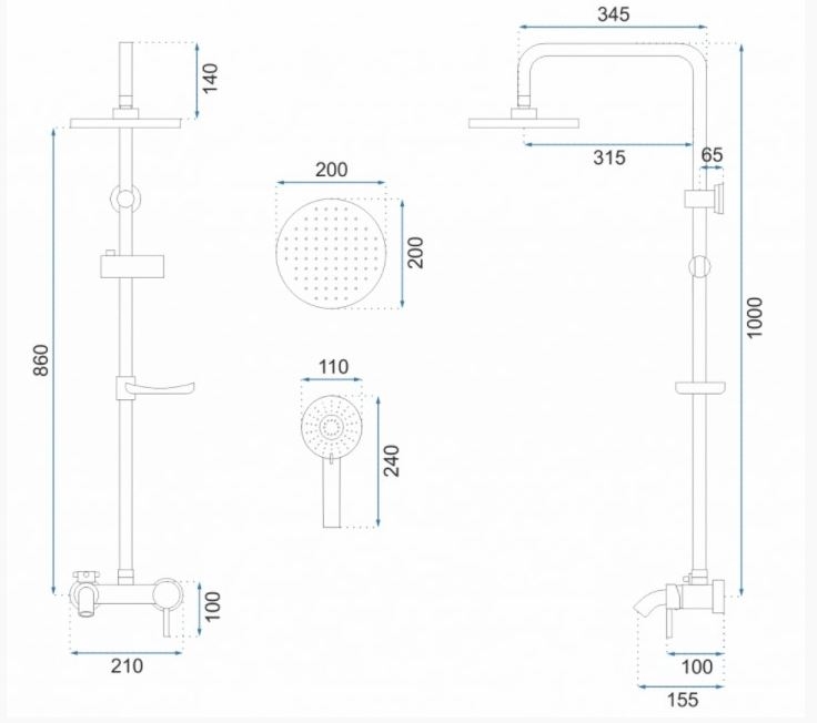 Душевая система Rea Luis золото брашированное