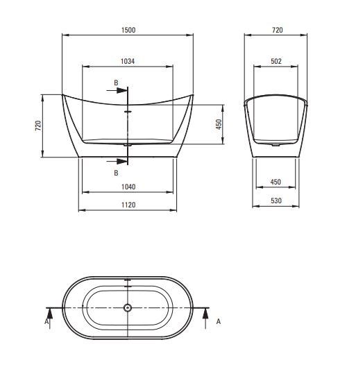 Акриловая ванна, DEANTE ARNIKA отдельностоящая, овальная - 150 см